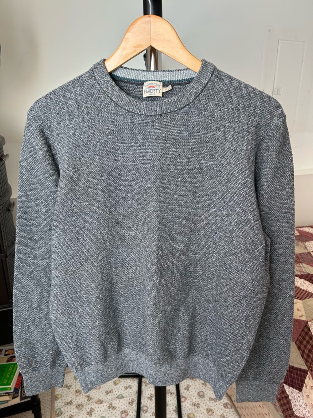 Faherty Jackson Crew Sweater Gray Men’s Medium